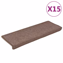 vidaXL Tappetini per scale 15 pz 65x21x4 cm Marrone Bordo rettangolare - Vista aggiuntiva 2