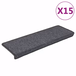 vidaXL Tappetini per scale 15 pz 65x21x4 cm Grigio scuro Bordo rettangolare - Vista aggiuntiva 2