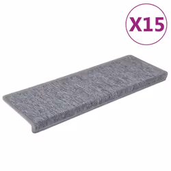 vidaXL Tappetini per scale 15 pz 65x21x4 cm Grigio chiaro Bordo rettangolare - Vista aggiuntiva 2