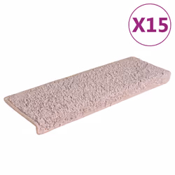 vidaXL Tappetini per scale 15 pz 65x21x4 cm Rosa chiaro con bordo rettangolare - Vista aggiuntiva 2