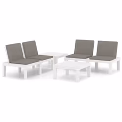 vidaXL Set Divani da Giardino con Cuscini 4 pz in Plastica Bianco - Vista aggiuntiva 2