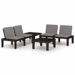 vidaXL Set Divani da Giardino con Cuscini 4 pz in Plastica Grigio - Vista aggiuntiva 2