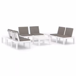 vidaXL Set Divani da Giardino con Cuscini 6 pz in Plastica Bianco - Vista aggiuntiva 2