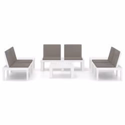 vidaXL Set Divani da Giardino con Cuscini 6 pz in Plastica Bianco - Vista aggiuntiva 3