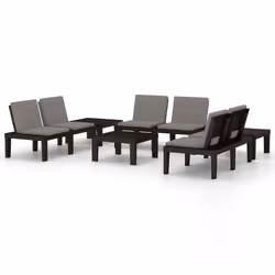 vidaXL Set Divani da Giardino con Cuscini 6 pz in Plastica Grigio - Vista aggiuntiva 2