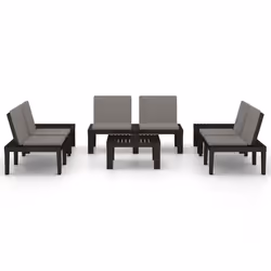 vidaXL Set Divani da Giardino con Cuscini 6 pz in Plastica Grigio - Vista aggiuntiva 3