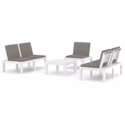 vidaXL Set Divani da Giardino con Cuscini 4 pz in Plastica Bianco - Vista aggiuntiva 2