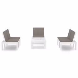 vidaXL Set Divani da Giardino con Cuscini 4 pz in Plastica Bianco - Vista aggiuntiva 3