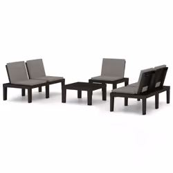 vidaXL Set Divani da Giardino con Cuscini 4 pz in Plastica Grigio - Vista aggiuntiva 2