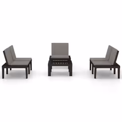 vidaXL Set Divani da Giardino con Cuscini 4 pz in Plastica Grigio - Vista aggiuntiva 3