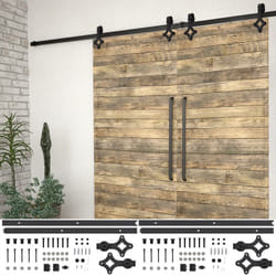 Kit di Binari per Porte Scorrevoli in Acciaio Nero set da 2 pezzi varie misure dimensioni: 183 cm
