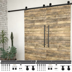 Kit di Binari per Porte Scorrevoli 2 pz 183 cm in Acciaio Nero Vidaxl 93606