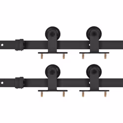 Kit di Binari per Porte Scorrevoli 2 pz 200 cm in Acciaio Nerocod mxl 72467 - Vista aggiuntiva 2