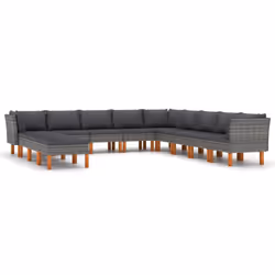 vidaXL Set Divani da Giardino 12 pz con Cuscini in Polyrattan Grigio - Vista aggiuntiva 2