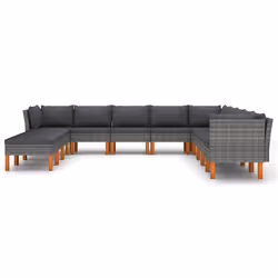 vidaXL Set Divani da Giardino 12 pz con Cuscini in Polyrattan Grigio - Vista aggiuntiva 3