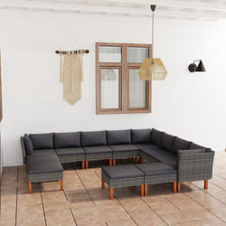 Vidaxl - Set Divani da Giardino 12 pz con Cuscini in Polyrattan Grigio