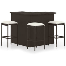 Vidaxl - Set da Bar da Giardino 4 pz con Cuscini in Polyrattan Marrone