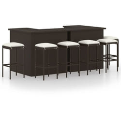 Vidaxl - Set da Bar da Giardino 8 pz con Cuscini in Polyrattan Marrone