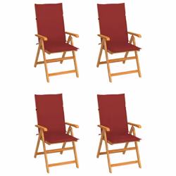 VidaXL 3065569, Terrazzo, Seduta imbottita, Teak, Rosso, Poliestere, 570 mm