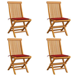 VidaXL 3065596 sedia da esterno Terrazzo Seduta imbottita Teak Rosso
