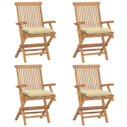 VidaXL 3065634 sedia da esterno Terrazzo Seduta imbottita Teak Crema, Bianco