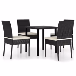vidaXL Set da Pranzo da Giardino 5 pz in Polyrattan Nero - Vista aggiuntiva 2