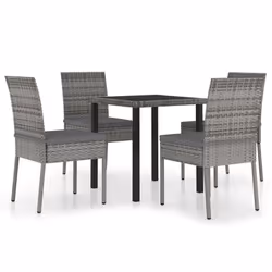 vidaXL Set da Pranzo da Giardino 5 pz in Polyrattan Grigio - Vista aggiuntiva 2