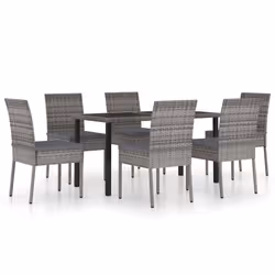 vidaXL Set da Pranzo da Giardino 7 pz in Polyrattan Grigio - Vista aggiuntiva 2