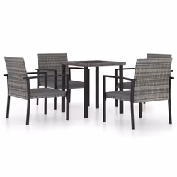 vidaXL Set da Pranzo da Giardino 5 pz in Polyrattan Grigio - Vista aggiuntiva 2