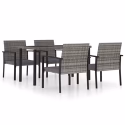 vidaXL Set da Pranzo da Giardino 5 pz in Polyrattan Grigio - Vista aggiuntiva 2
