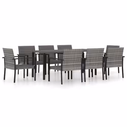 vidaXL Set da Pranzo da Giardino 9 pz in Polyrattan Grigio - Vista aggiuntiva 2