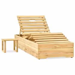 Lettino da Giardino con Tavolino Cuscino Legno Pino Impregnatocod mxl 117654 - Vista aggiuntiva 2
