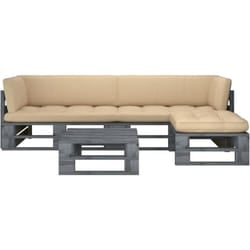 vidaXL Set Divani in Pallet con Cuscini 4 pz in Pino Impregnato Grigio