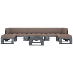 vidaXL Set Divani in Pallet con Cuscini 6 pz in Pino Impregnato Grigio