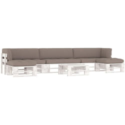 Set Divani in Pallet con Cuscini 6 pz in Pino Impregnato Bianco vidaXL