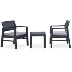 Set Divani da Giardino con Cuscini 3 pz, Salotti da Giardino in Plastica Grigio vidaXL