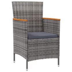 VidaXL 316149 sedia da esterno Terrazzo Seduta imbottita Legno di acacia, Poliestere, Rattan sintetico, Acciaio Grigio