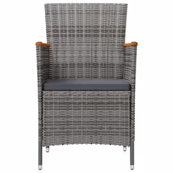VidaXL 316149 sedia da esterno Terrazzo Seduta imbottita Legno di acacia, Poliestere, Rattan sintetico, Acciaio Grigio