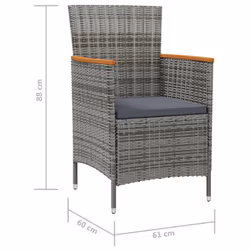 VidaXL 316149 sedia da esterno Terrazzo Seduta imbottita Legno di acacia, Poliestere, Rattan sintetico, Acciaio Grigio - Vista aggiuntiva 7