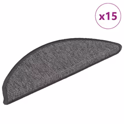 vidaXL Tappetini per scale 15 pz 56x17x3 cm Beige e Grigio Semicircolari - Vista aggiuntiva 2