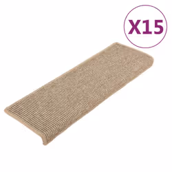 vidaXL Tappetini per scale 15 pz 65x21x4 cm Beige scuro con bordo rettangolare - Vista aggiuntiva 2