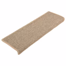 vidaXL Tappetini per scale 15 pz 65x21x4 cm Beige scuro con bordo rettangolare - Vista aggiuntiva 3