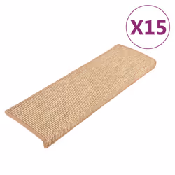 vidaXL Tappetini per scale 15 pz 65x21x4 cm Marrone chiaro Bordo rettangolare - Vista aggiuntiva 2