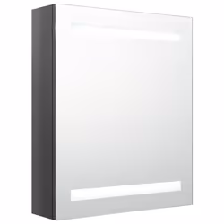 vidaXL Armadietto Bagno con Specchio e LED Grigio Lucido 50x14x60 cm - Vista aggiuntiva 2