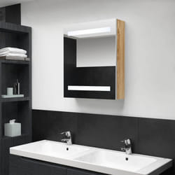 vidaXL Armadietto Bagno con Specchio e LED Bianco e Rovere 50x14x60 cm