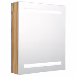 vidaXL Armadietto Bagno con Specchio e LED Bianco e Rovere 50x14x60 cm - Vista aggiuntiva 2