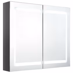 vidaXL Armadietto Bagno con Specchio e LED Grigio Lucido 80x12x68 cm - Vista aggiuntiva 2