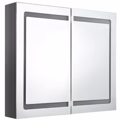 vidaXL Armadietto Bagno con Specchio e LED Grigio Lucido 80x12x68 cm - Vista aggiuntiva 3