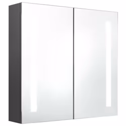 vidaXL Armadietto Bagno con Specchio e LED Grigio 62x14x60 cm - Vista aggiuntiva 2