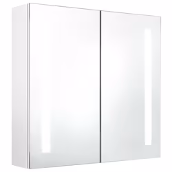 vidaXL Armadietto Bagno con Specchio e LED Bianco Lucido 62x14x60 cm - Vista aggiuntiva 2